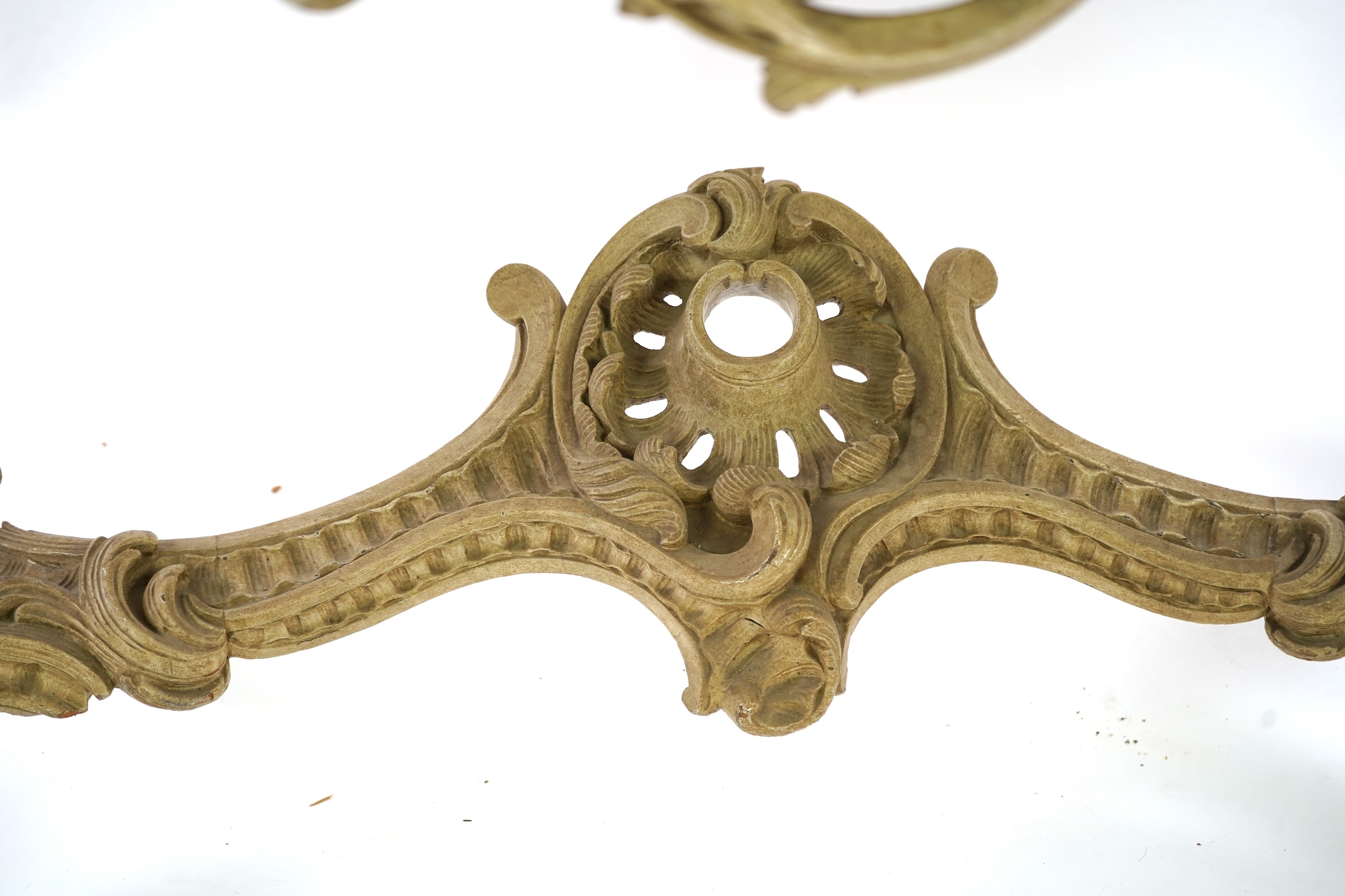 A 19th century Louis XV style marble topped painted serpentine console table